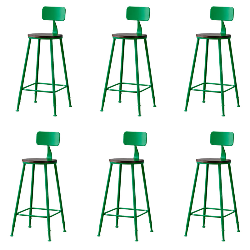 Modern Armless Backrest Counter Stool Iron Bar Stool with Seat and Pedal for Cafe