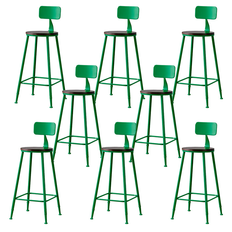 Modern Armless Backrest Counter Stool Iron Bar Stool with Seat and Pedal for Cafe