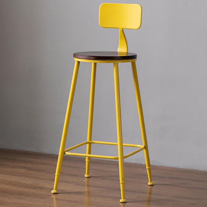 Modern Armless Backrest Counter Stool Iron Bar Stool with Seat and Pedal for Cafe