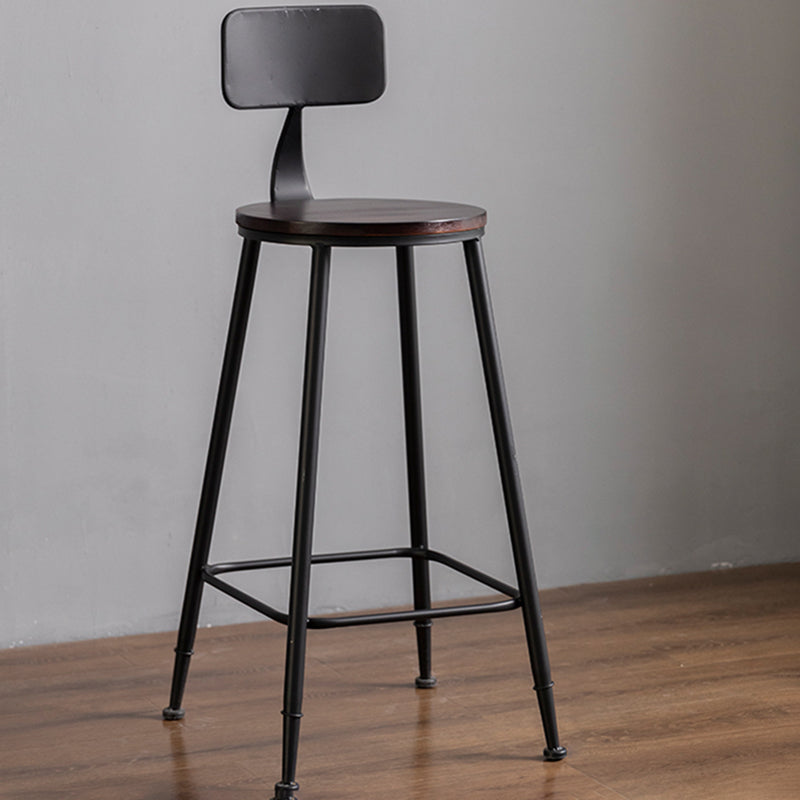 Modern Armless Backrest Counter Stool Iron Bar Stool with Seat and Pedal for Cafe