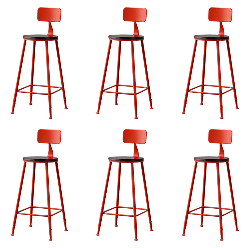 Modern Armless Backrest Counter Stool Iron Bar Stool with Seat and Pedal for Cafe