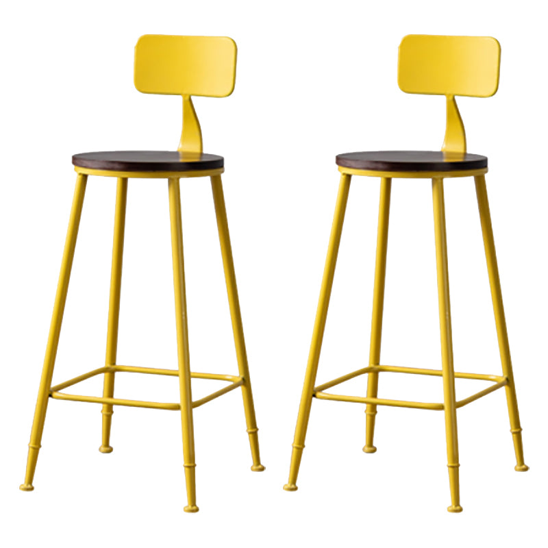 Modern Armless Backrest Counter Stool Iron Bar Stool with Seat and Pedal for Cafe