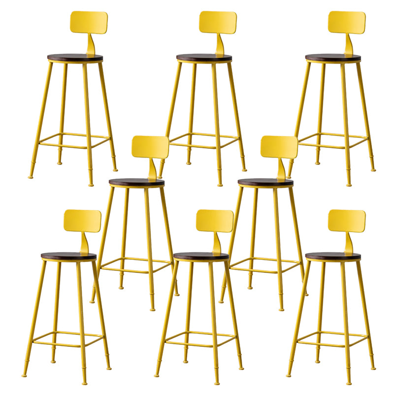 Modern Armless Backrest Counter Stool Iron Bar Stool with Seat and Pedal for Cafe