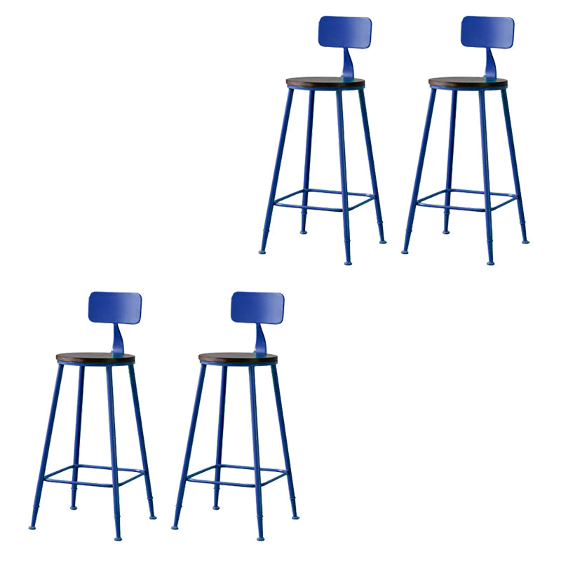 Modern Armless Backrest Counter Stool Iron Bar Stool with Seat and Pedal for Cafe