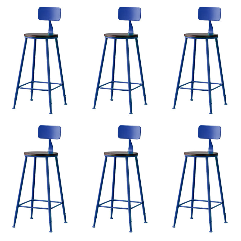 Modern Armless Backrest Counter Stool Iron Bar Stool with Seat and Pedal for Cafe