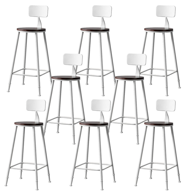 Modern Armless Backrest Counter Stool Iron Bar Stool with Seat and Pedal for Cafe