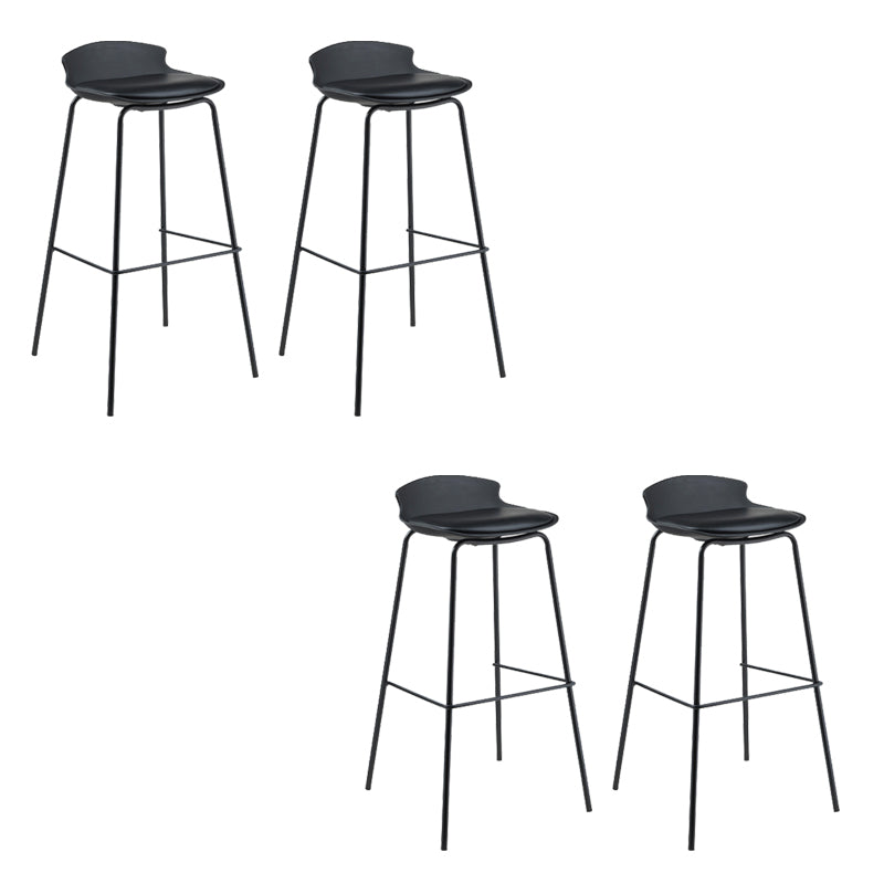 Contemporary Metal Frame Bar Stool Low Back PU Leather Bar Stool for Living Room