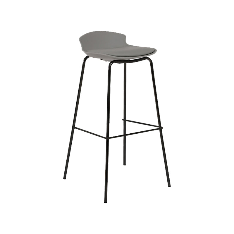 Contemporary Metal Frame Bar Stool Low Back PU Leather Bar Stool for Living Room