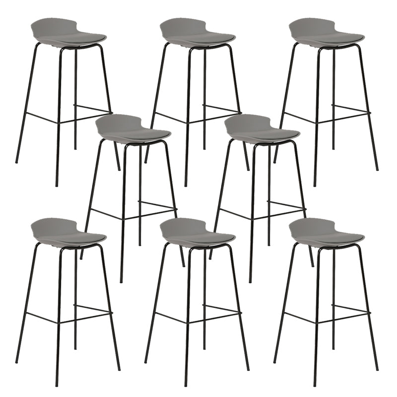 Contemporary Metal Frame Bar Stool Low Back PU Leather Bar Stool for Living Room
