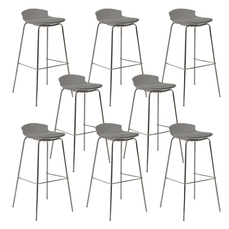 Contemporary Metal Frame Bar Stool Low Back PU Leather Bar Stool for Living Room