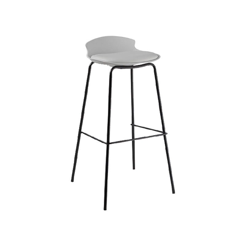 Contemporary Metal Frame Bar Stool Low Back PU Leather Bar Stool for Living Room