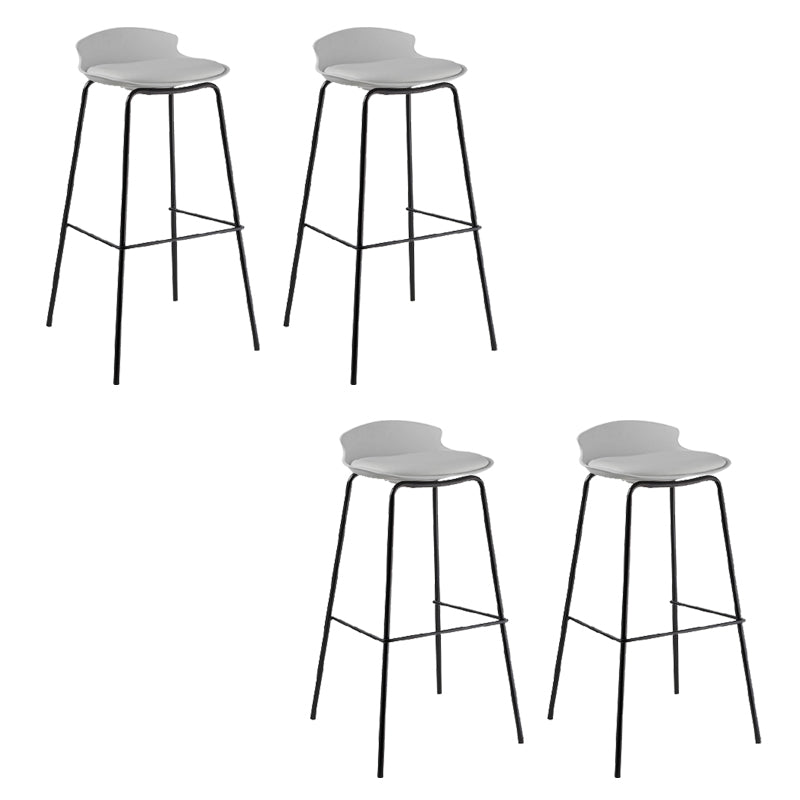 Contemporary Metal Frame Bar Stool Low Back PU Leather Bar Stool for Living Room