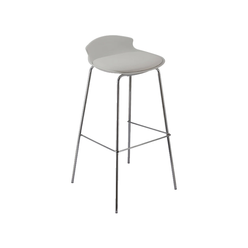 Contemporary Metal Frame Bar Stool Low Back PU Leather Bar Stool for Living Room