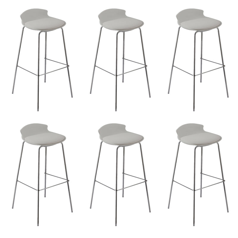 Contemporary Metal Frame Bar Stool Low Back PU Leather Bar Stool for Living Room
