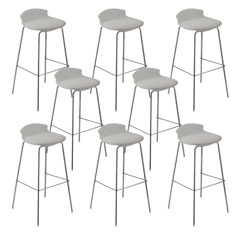 Contemporary Metal Frame Bar Stool Low Back PU Leather Bar Stool for Living Room