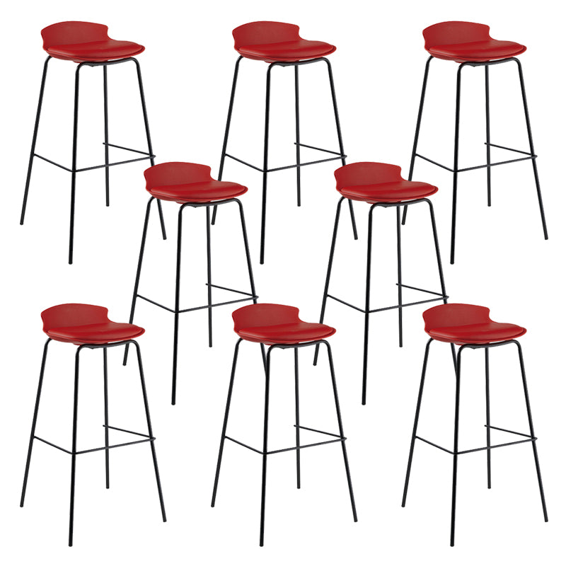 Contemporary Metal Frame Bar Stool Low Back PU Leather Bar Stool for Living Room