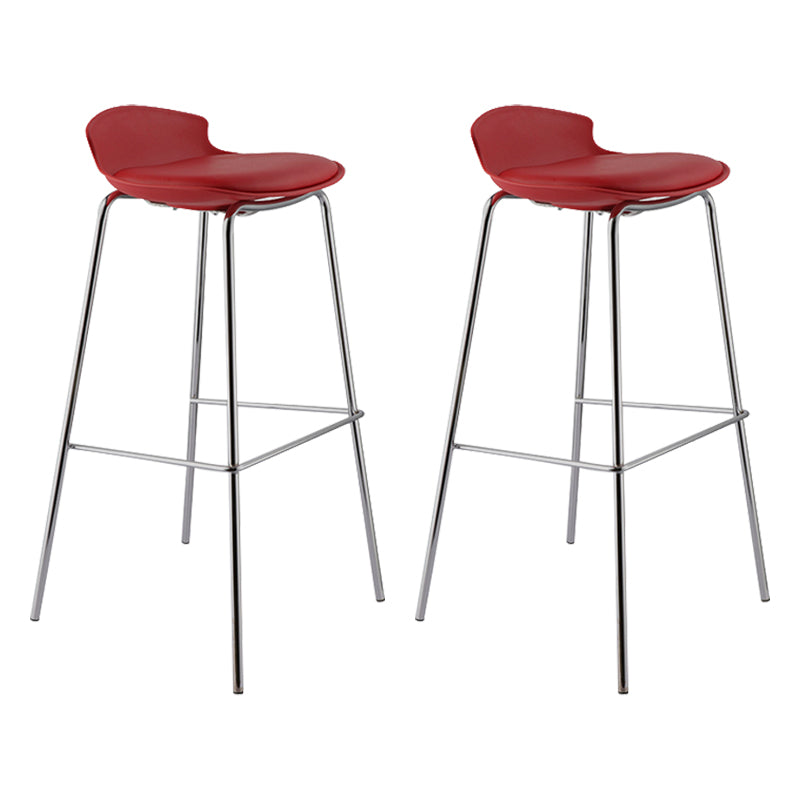 Contemporary Metal Frame Bar Stool Low Back PU Leather Bar Stool for Living Room