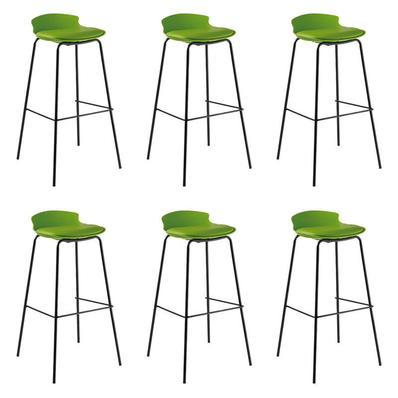 Contemporary Metal Frame Bar Stool Low Back PU Leather Bar Stool for Living Room