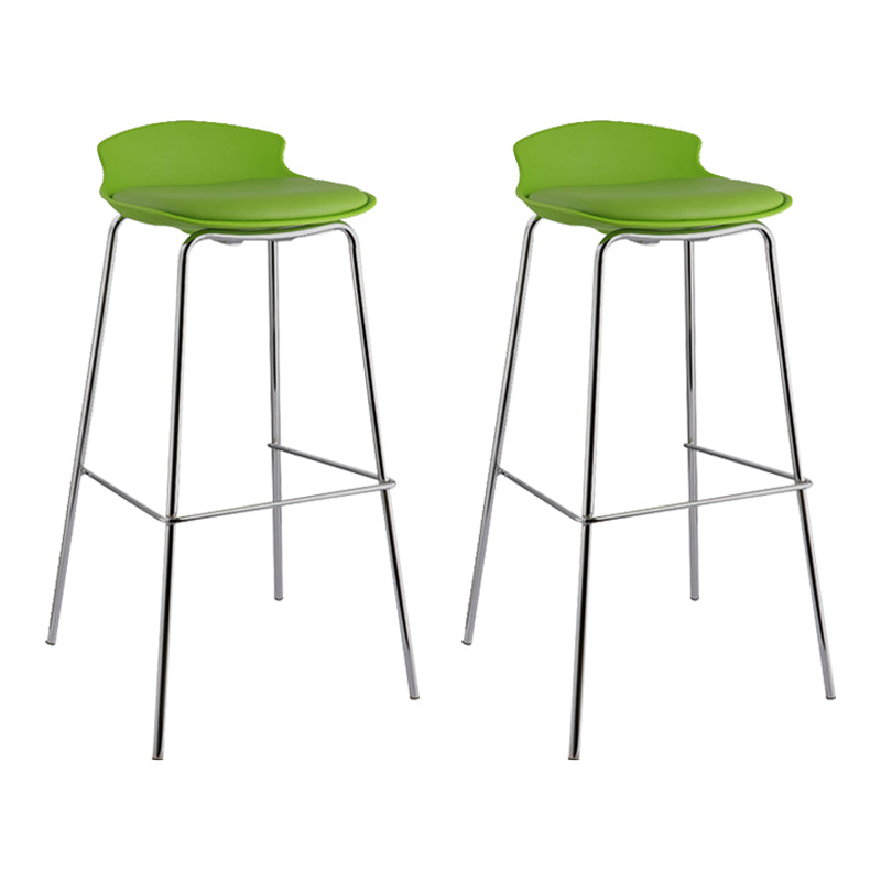 Contemporary Metal Frame Bar Stool Low Back PU Leather Bar Stool for Living Room