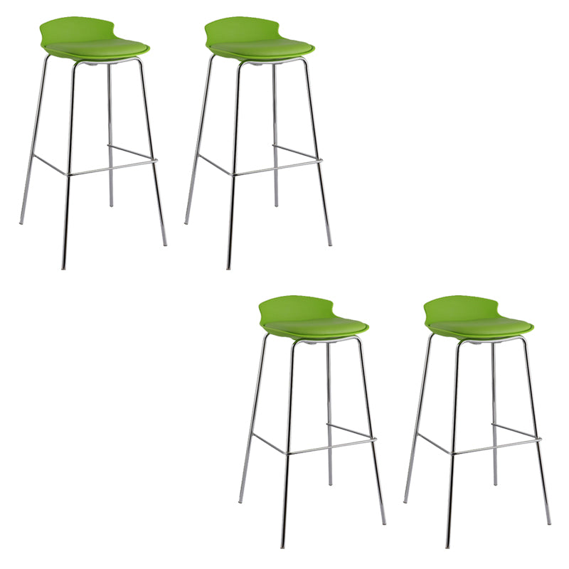 Contemporary Metal Frame Bar Stool Low Back PU Leather Bar Stool for Living Room