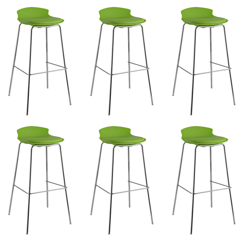 Contemporary Metal Frame Bar Stool Low Back PU Leather Bar Stool for Living Room