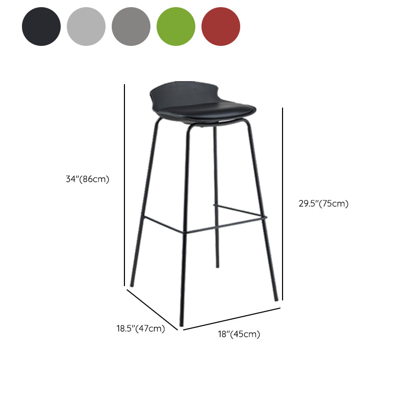 Contemporary Metal Frame Bar Stool Low Back PU Leather Bar Stool for Living Room