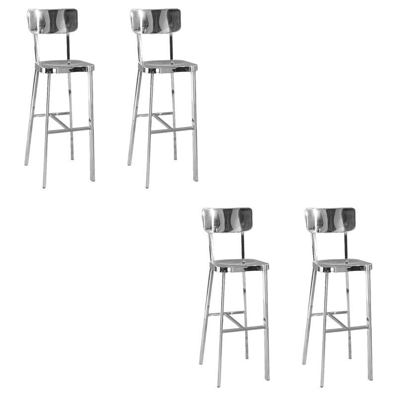 Industrial Armless Bar Stools Metal Low Back Dining Stool with Footrest