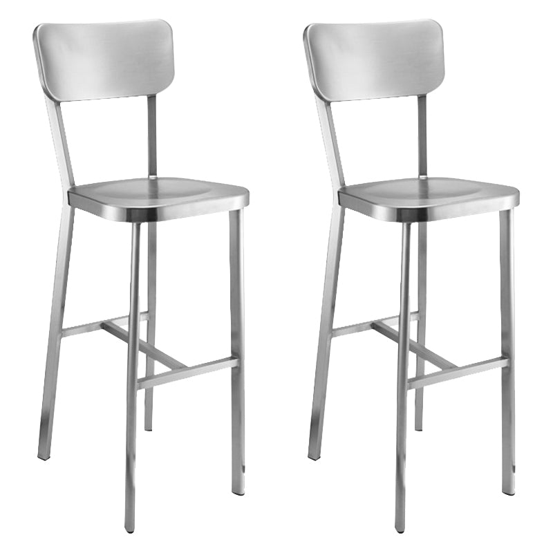 Industrial Armless Bar Stools Metal Low Back Dining Stool with Footrest