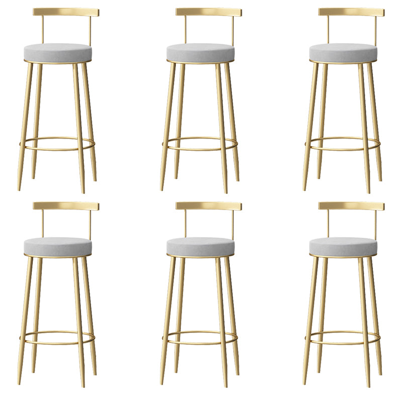 Glam Armless Backrest Counter Stool Iron Bar Stool with  Pedal and Cushion for Cafe