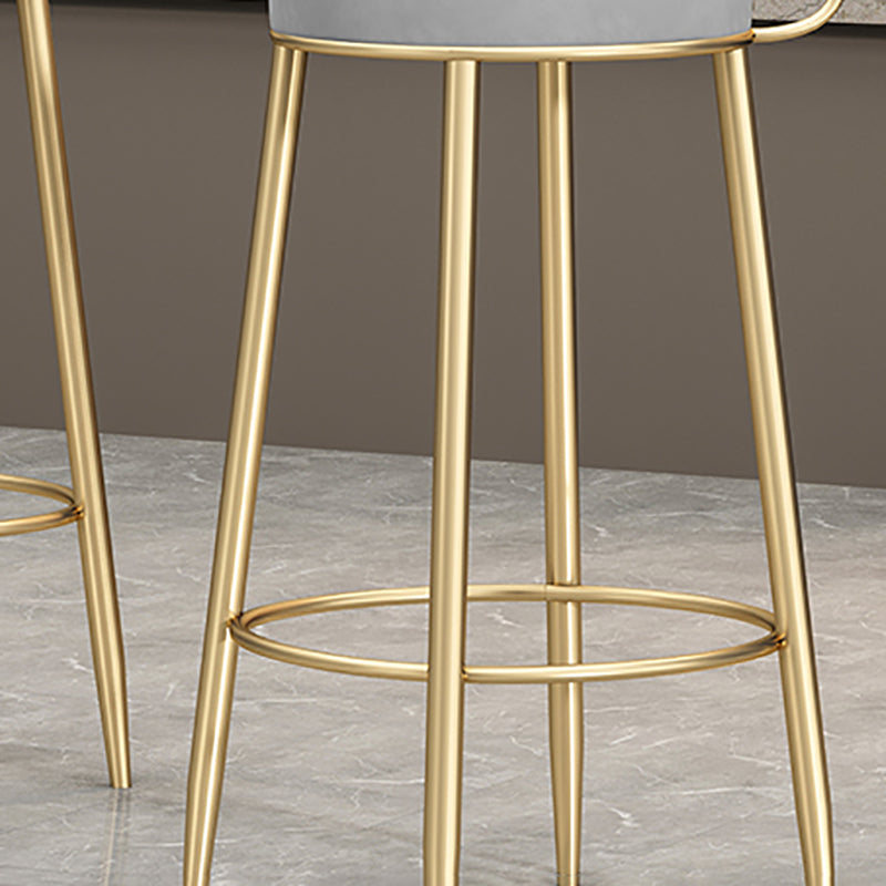 Glam Armless Backrest Counter Stool Iron Bar Stool with  Pedal and Cushion for Cafe