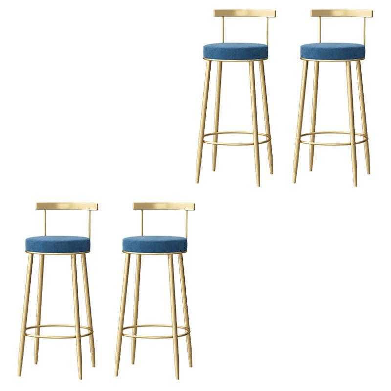 Glam Armless Backrest Counter Stool Iron Bar Stool with  Pedal and Cushion for Cafe