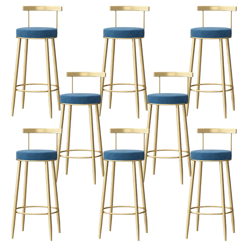 Glam Armless Backrest Counter Stool Iron Bar Stool with  Pedal and Cushion for Cafe