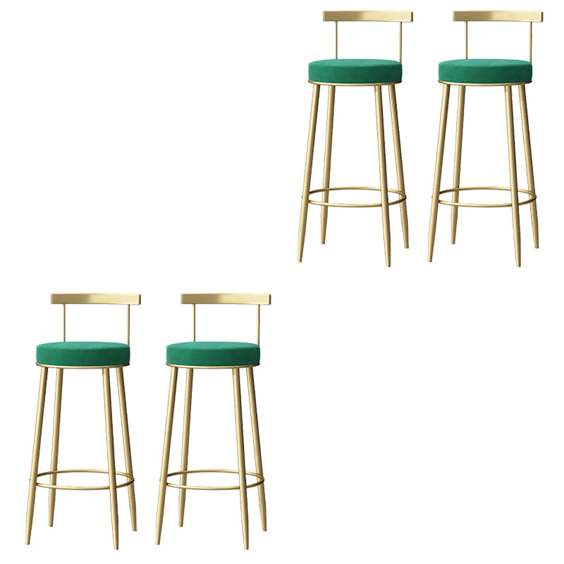 Glam Armless Backrest Counter Stool Iron Bar Stool with  Pedal and Cushion for Cafe