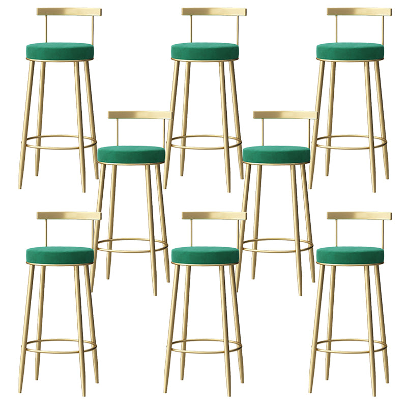 Glam Armless Backrest Counter Stool Iron Bar Stool with  Pedal and Cushion for Cafe