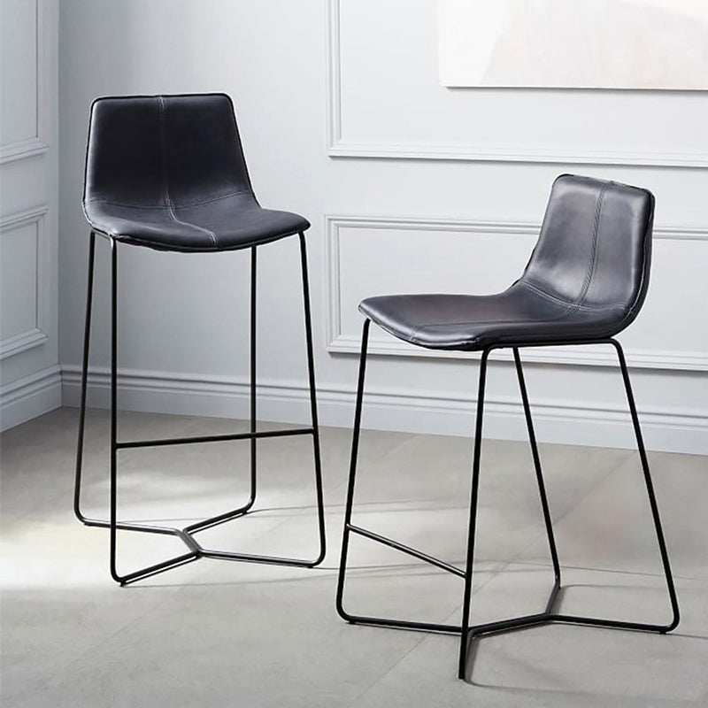 Modern Backrest Armless Counter Stool Iron Bar Stool with Cushion and Pedal