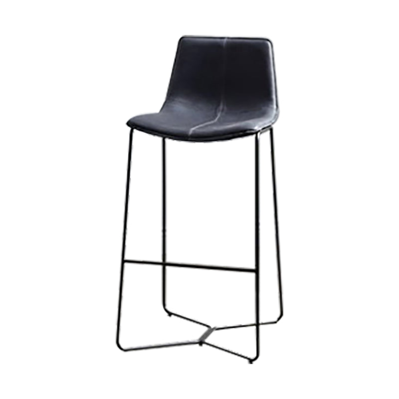 Modern Backrest Armless Counter Stool Iron Bar Stool with Cushion and Pedal