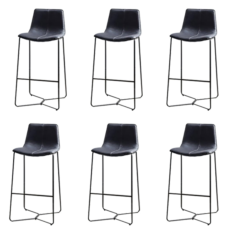 Modern Backrest Armless Counter Stool Iron Bar Stool with Cushion and Pedal