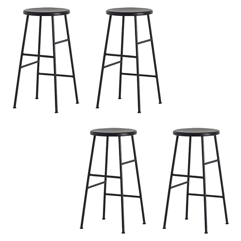 Modern Armless Backless Counter Stool Iron Bar Stool with Seat and Pedal for Cafe