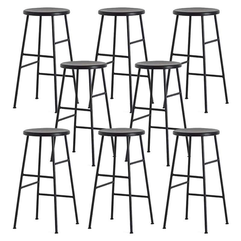 Modern Armless Backless Counter Stool Iron Bar Stool with Seat and Pedal for Cafe