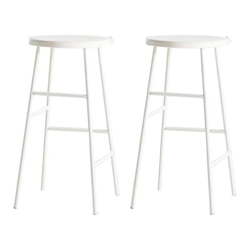 Modern Armless Backless Counter Stool Iron Bar Stool with Seat and Pedal for Cafe