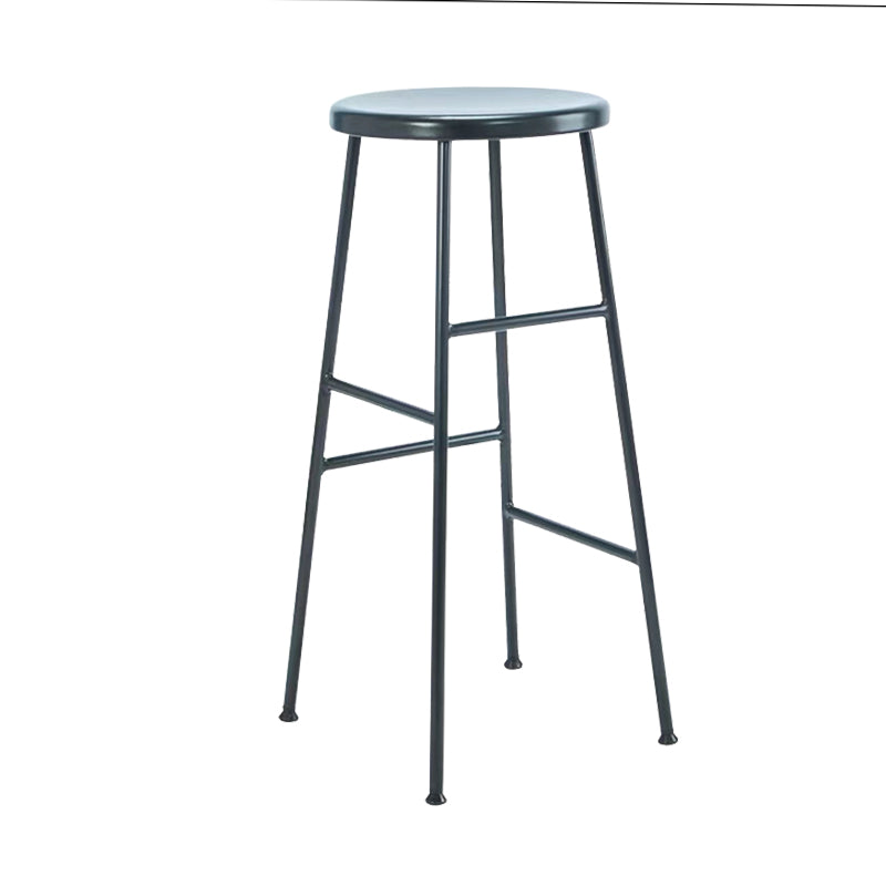 Modern Armless Backless Counter Stool Iron Bar Stool with Seat and Pedal for Cafe