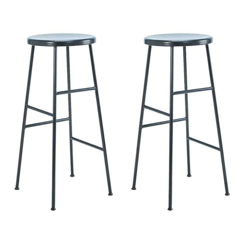 Modern Armless Backless Counter Stool Iron Bar Stool with Seat and Pedal for Cafe
