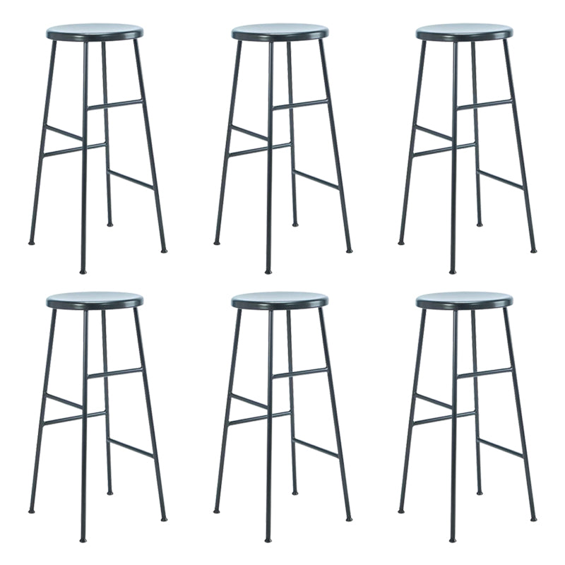Modern Armless Backless Counter Stool Iron Bar Stool with Seat and Pedal for Cafe
