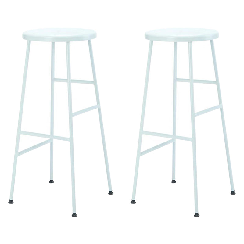 Modern Armless Backless Counter Stool Iron Bar Stool with Seat and Pedal for Cafe