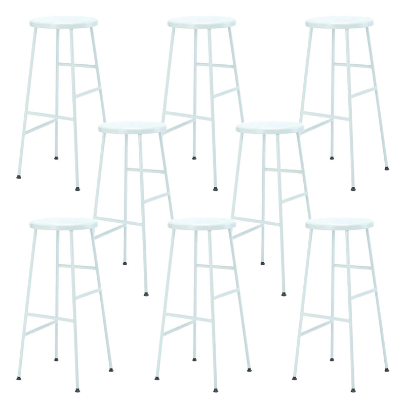 Modern Armless Backless Counter Stool Iron Bar Stool with Seat and Pedal for Cafe