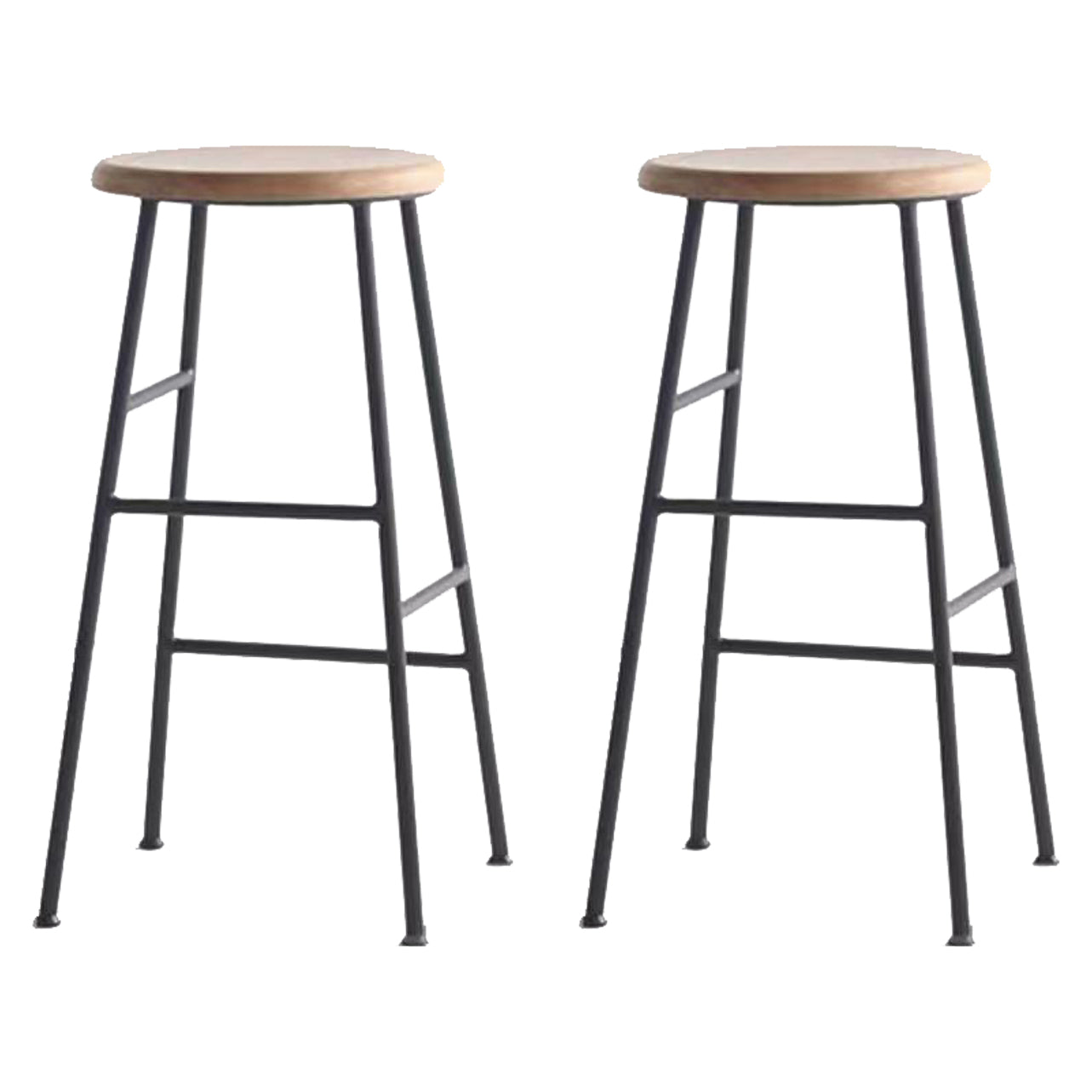 Modern Armless Backless Counter Stool Iron Bar Stool with Seat and Pedal for Cafe