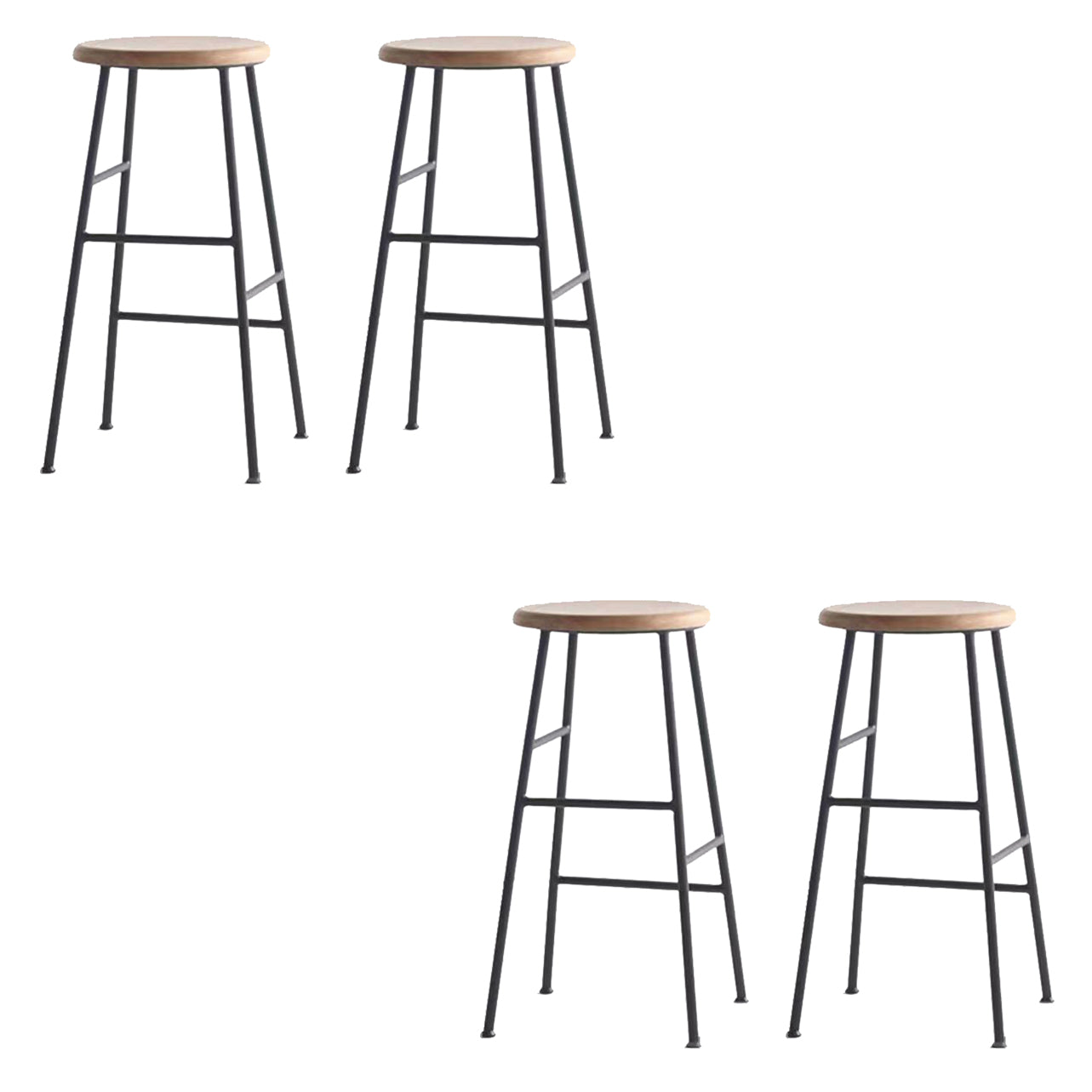Modern Armless Backless Counter Stool Iron Bar Stool with Seat and Pedal for Cafe