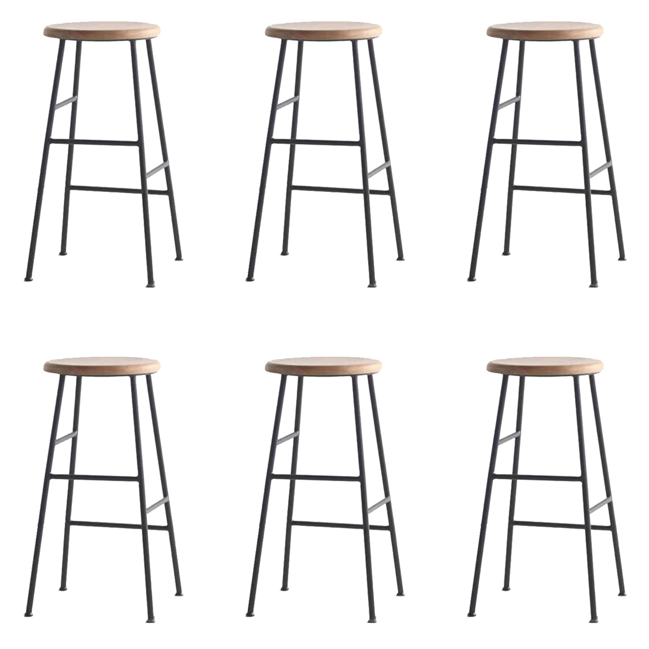 Modern Armless Backless Counter Stool Iron Bar Stool with Seat and Pedal for Cafe