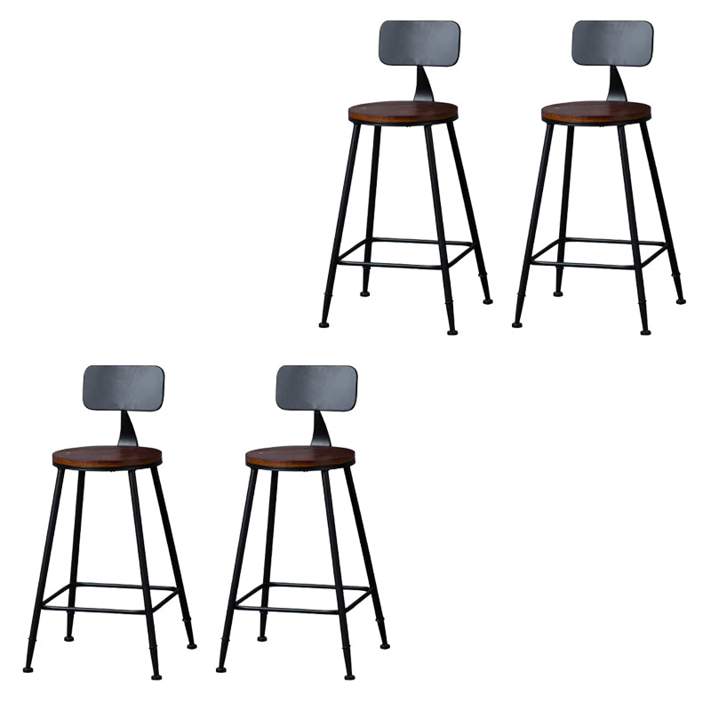 Modern Armless Backrest Counter Stool Iron Bar Stool with Wooden Seat for Bar