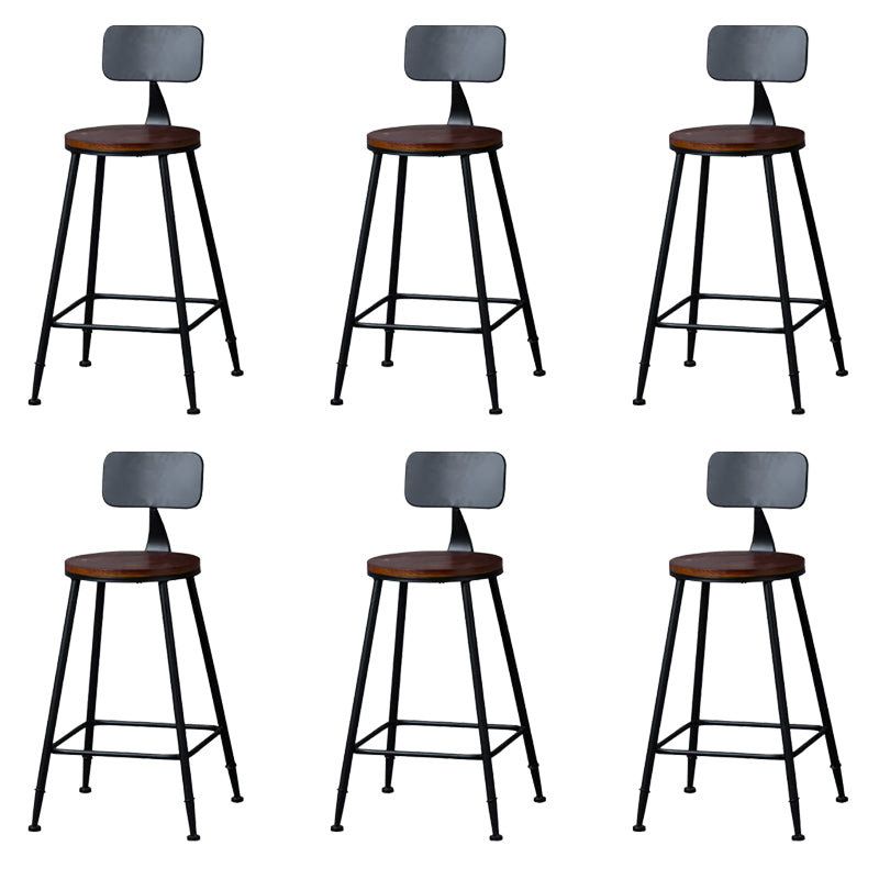 Modern Armless Backrest Counter Stool Iron Bar Stool with Wooden Seat for Bar